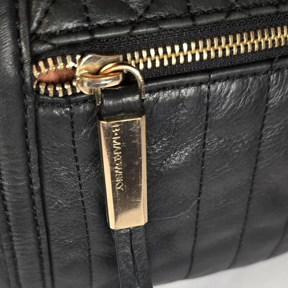 B makowsky black leather quilted